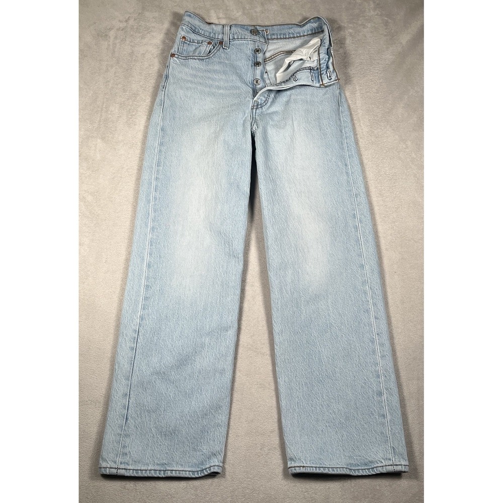 Levi's Premium Womens Ribcage Straight Ankle Jeans Light Wash Denim Size 26